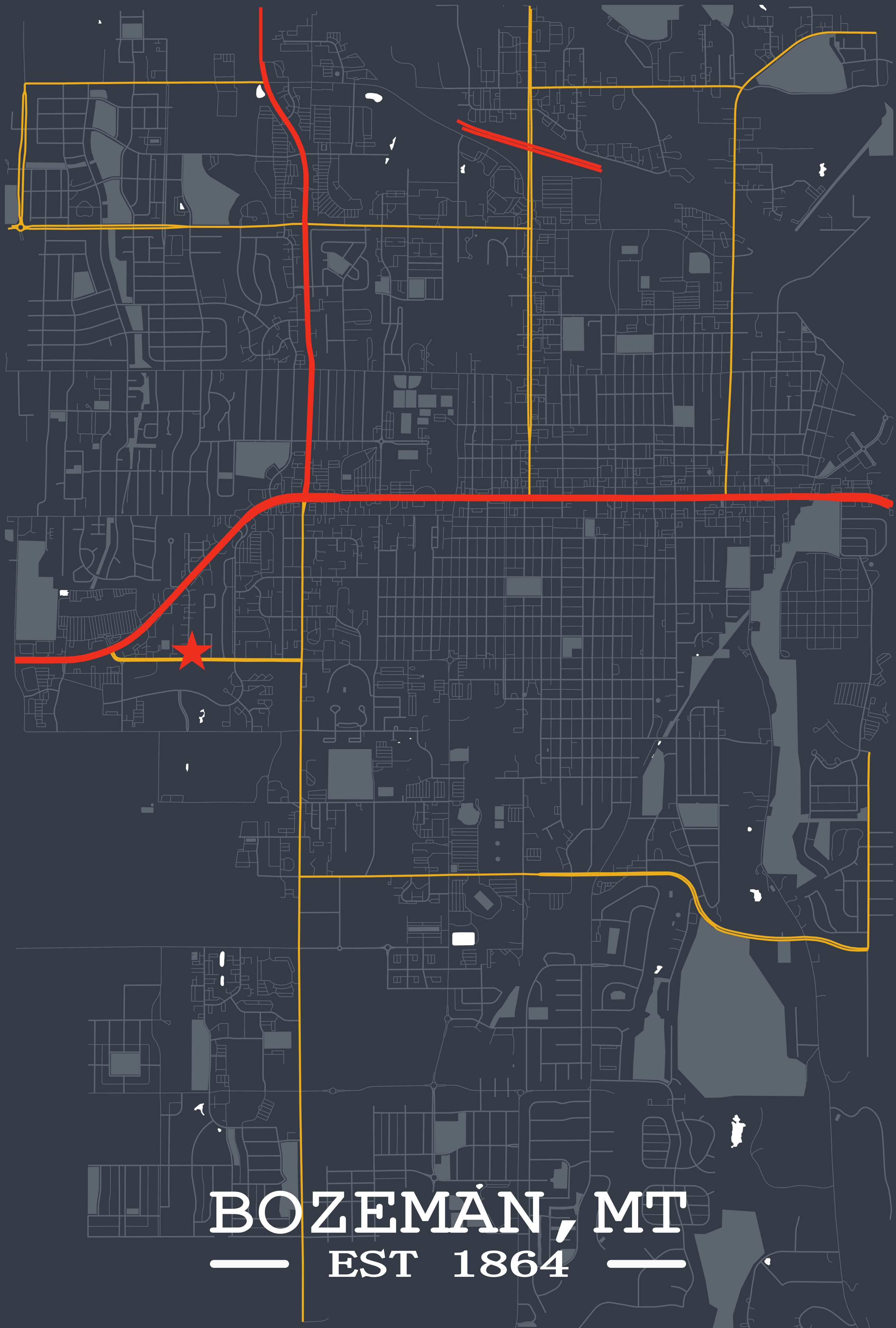 Custom map poster of Bozeman, Montana