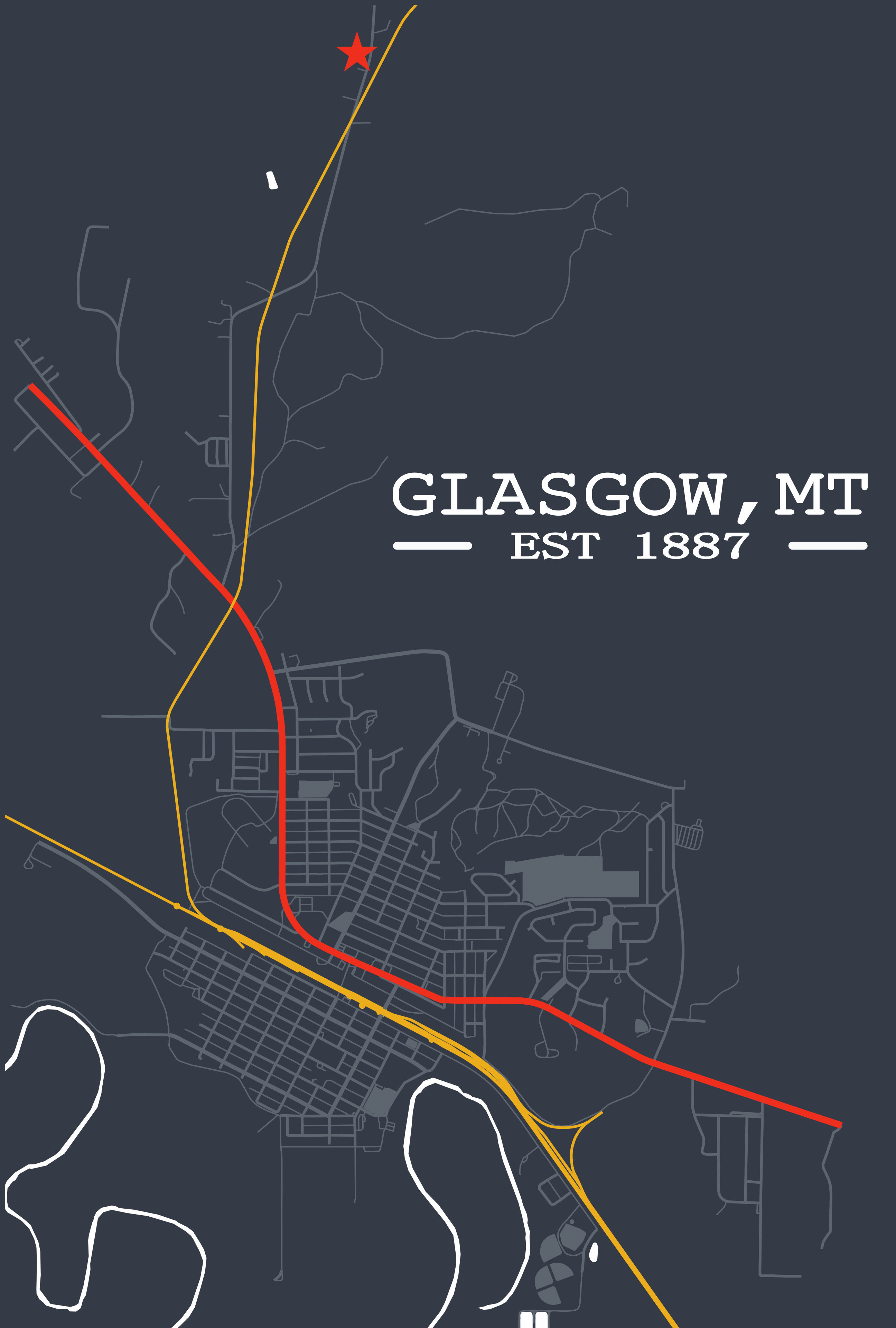Custom map poster of Glasgow, Montana
